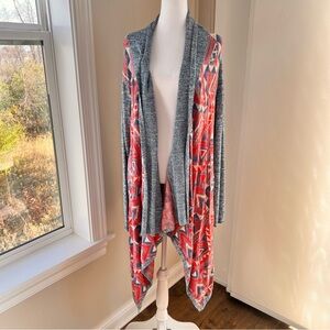 Lucky Brand waterfall Boho Aztec fair isle open cardigan sweater Size L